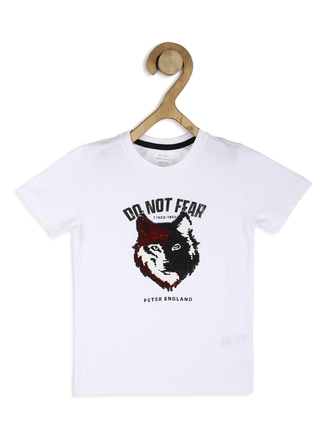 

Peter England Boys White Embellished Cotton T-shirt