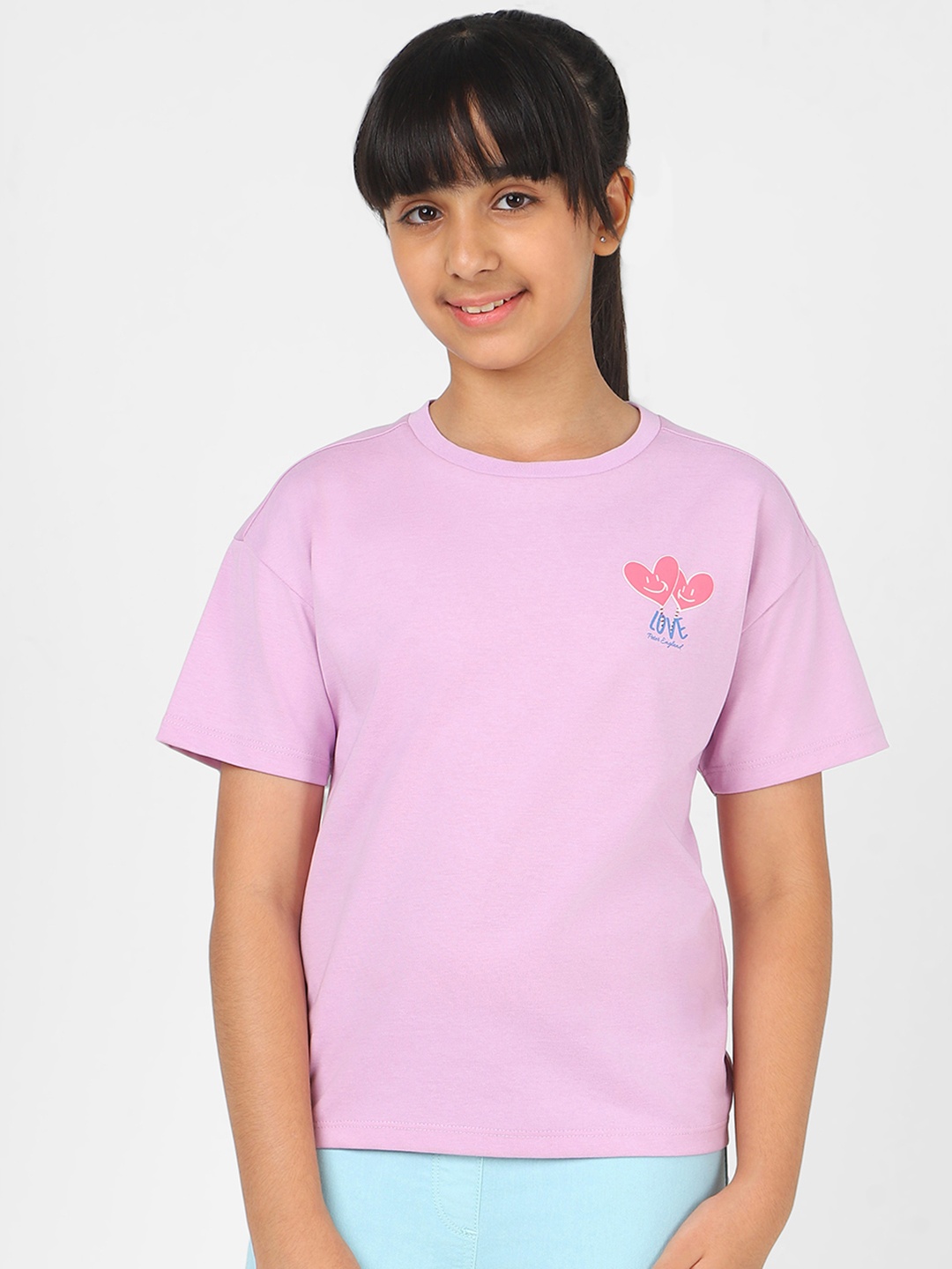 

Peter England Girls Purple Solid T-shirt