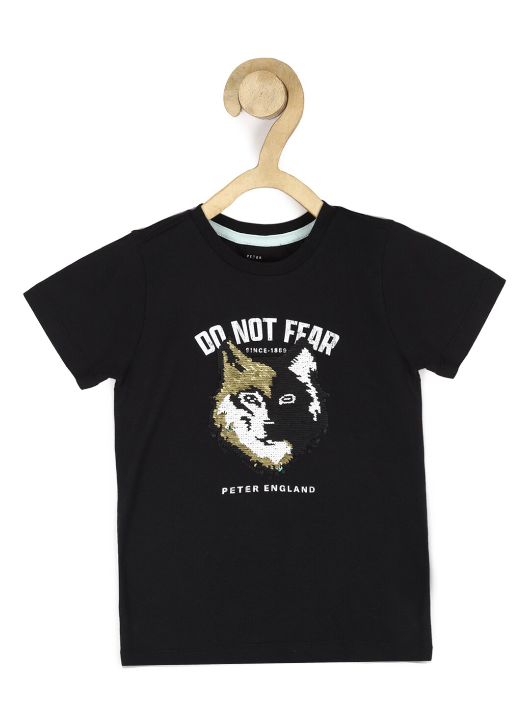 

Peter England Boys Black Printed T-shirt