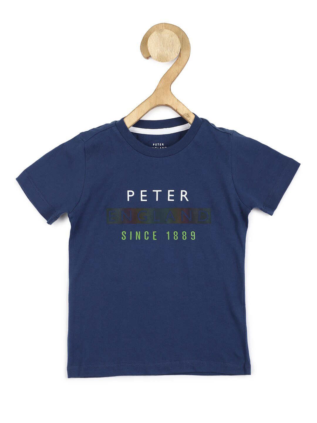 

Peter England Boys Blue Typography Printed Cotton T-shirt