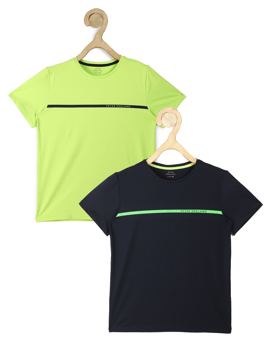 

Peter England Boys Pack Of 2 Green & Black 2 Striped T-shirt
