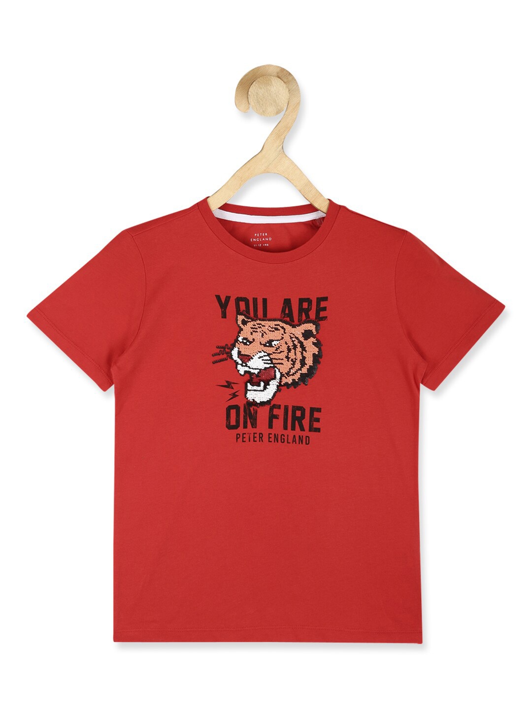 

Peter England Boys Red & Black Printed T-shirt