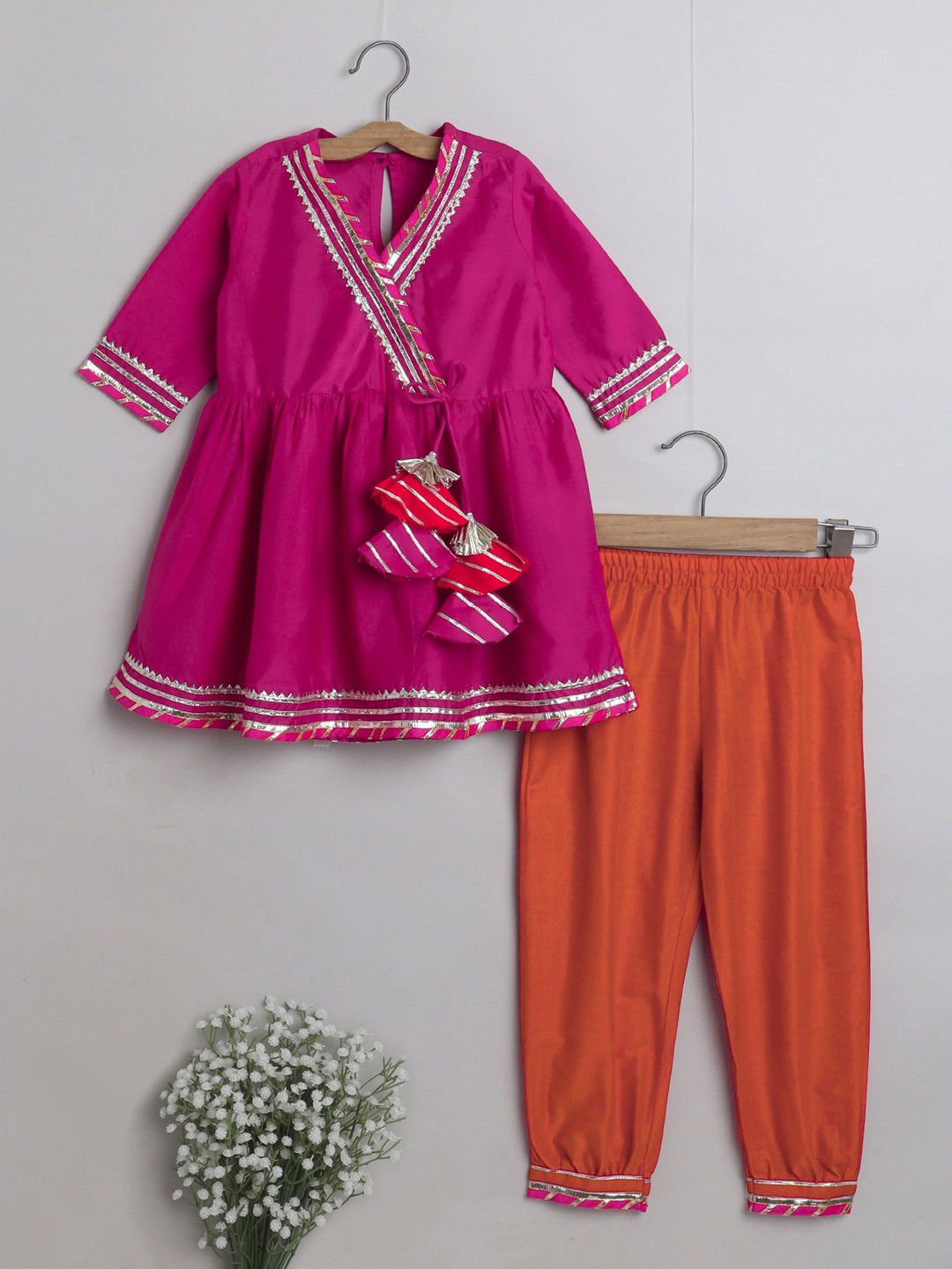

The Magic Wand Girls Orange Gotta Patti Kurti with Salwar