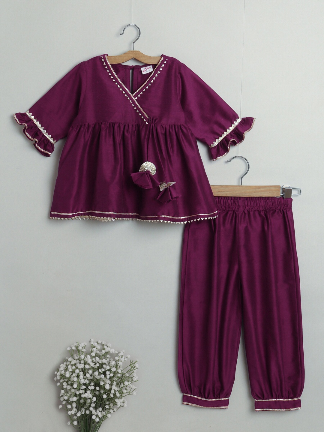 

The Magic Wand Girls Purple Ethnic Motifs Gotta Patti Kurti with Salwar