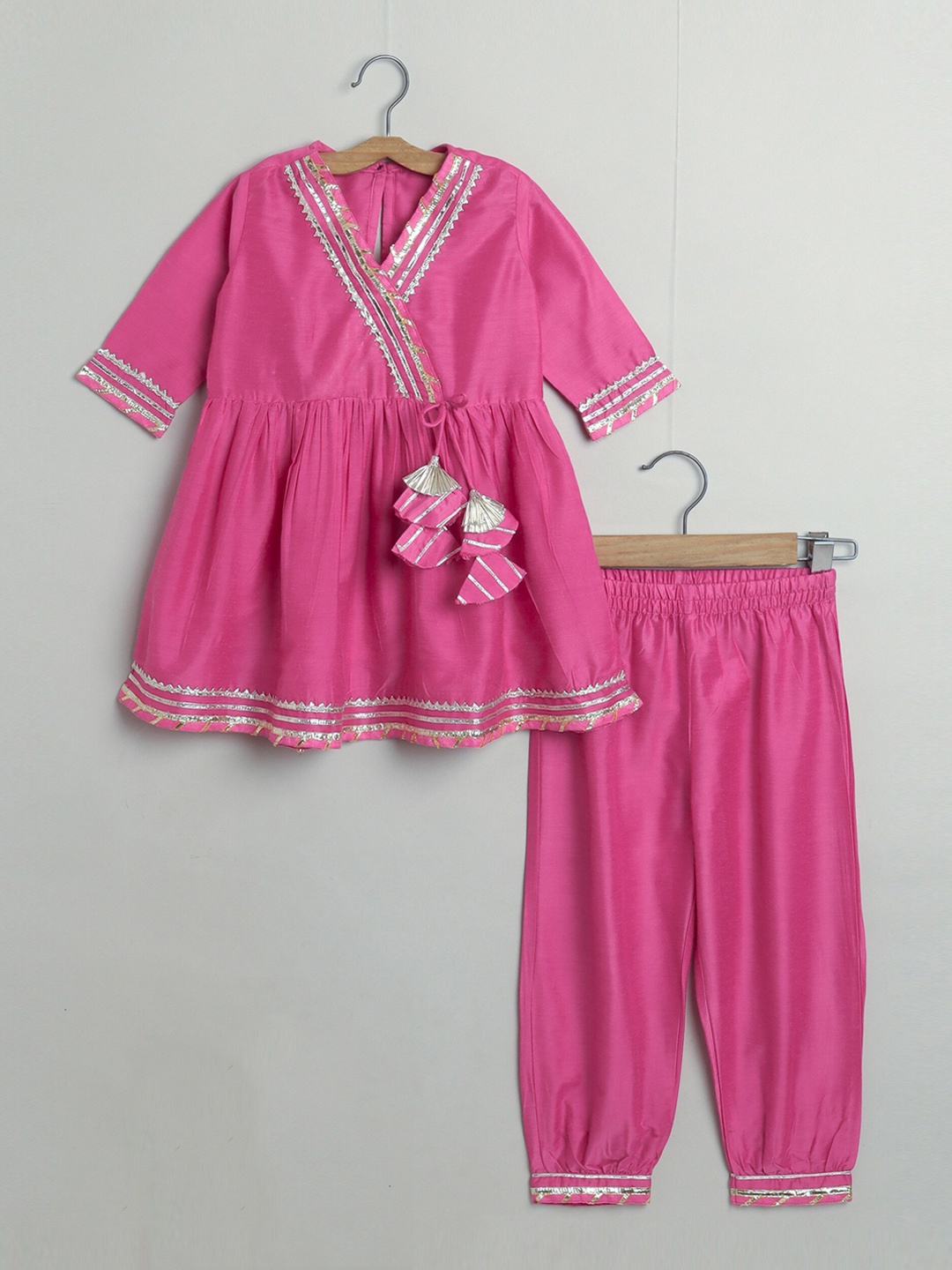 

The Magic Wand Girls Pink Gotta Patti Kurti with Salwar