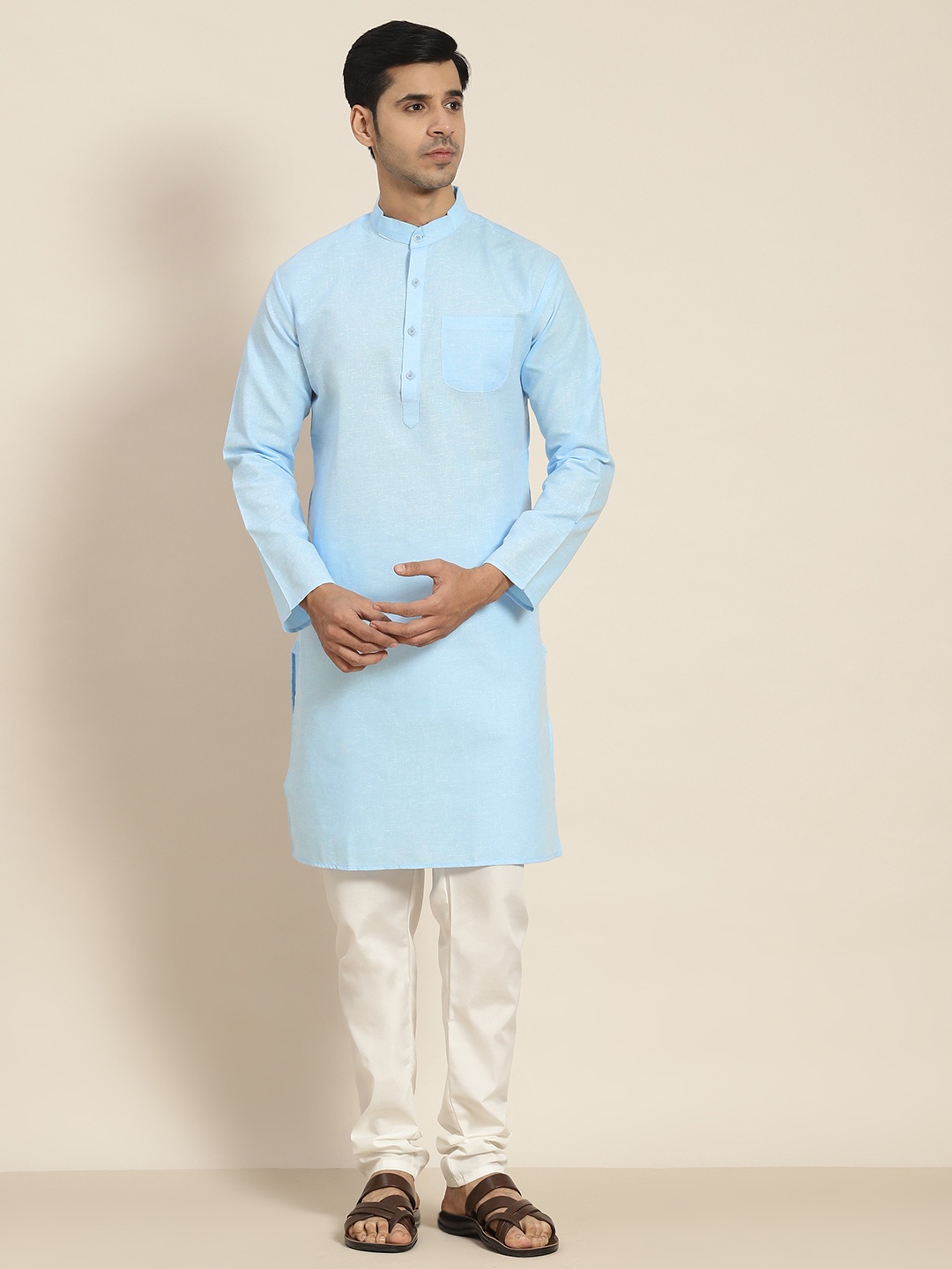 

SOJANYA Men Blue Kurta with Churidar