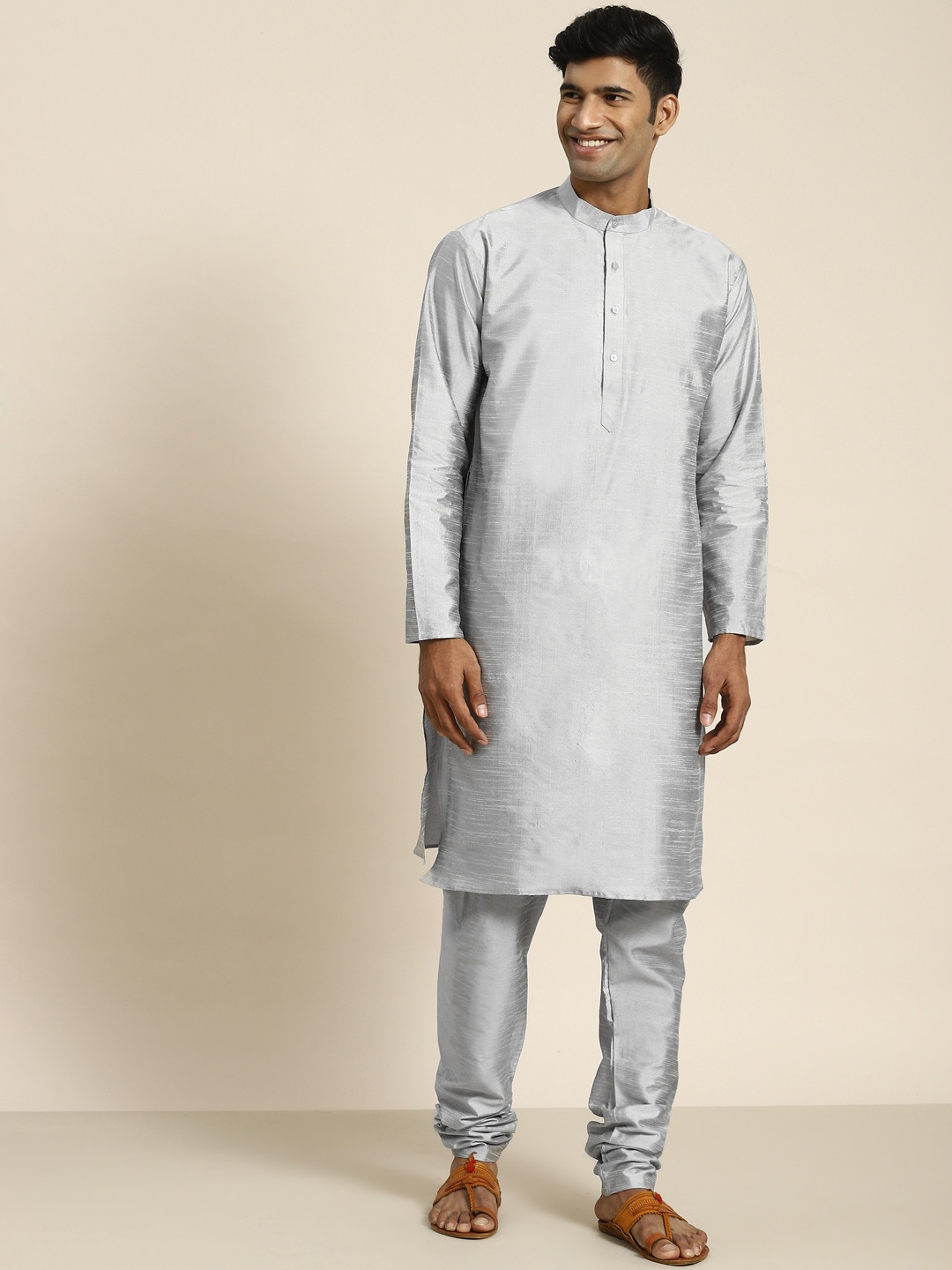 

SOJANYA Men Grey Kurta with Churidar