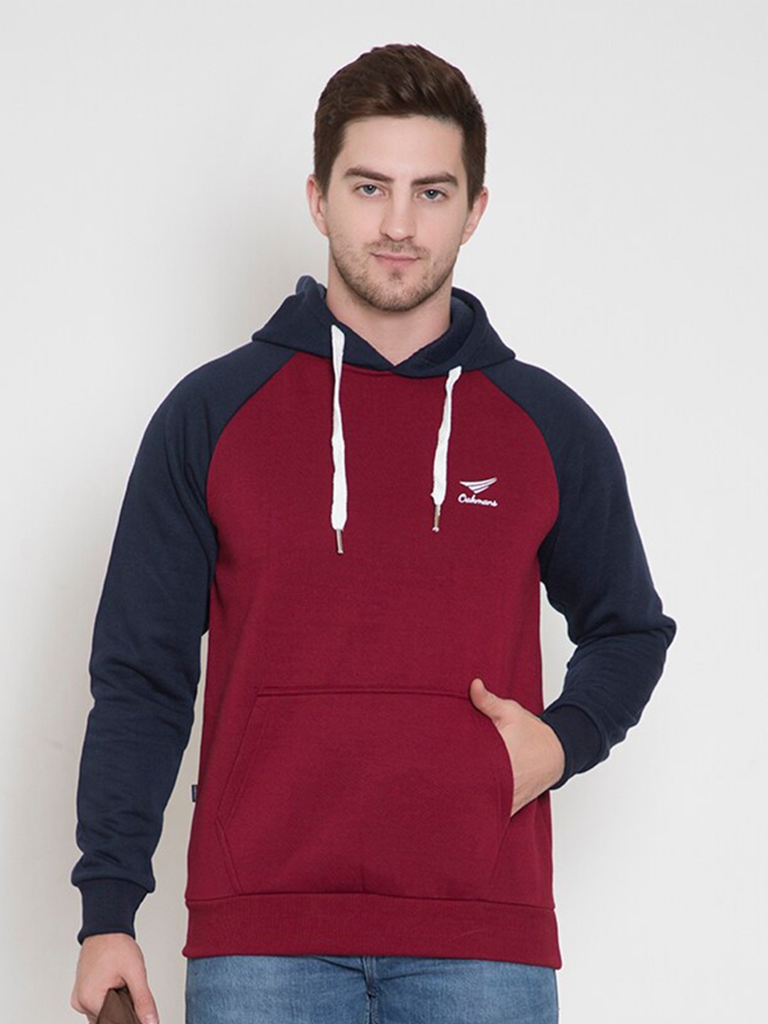 

Oakmans Men Maroon Colourblocked Fleece Sweatshirt