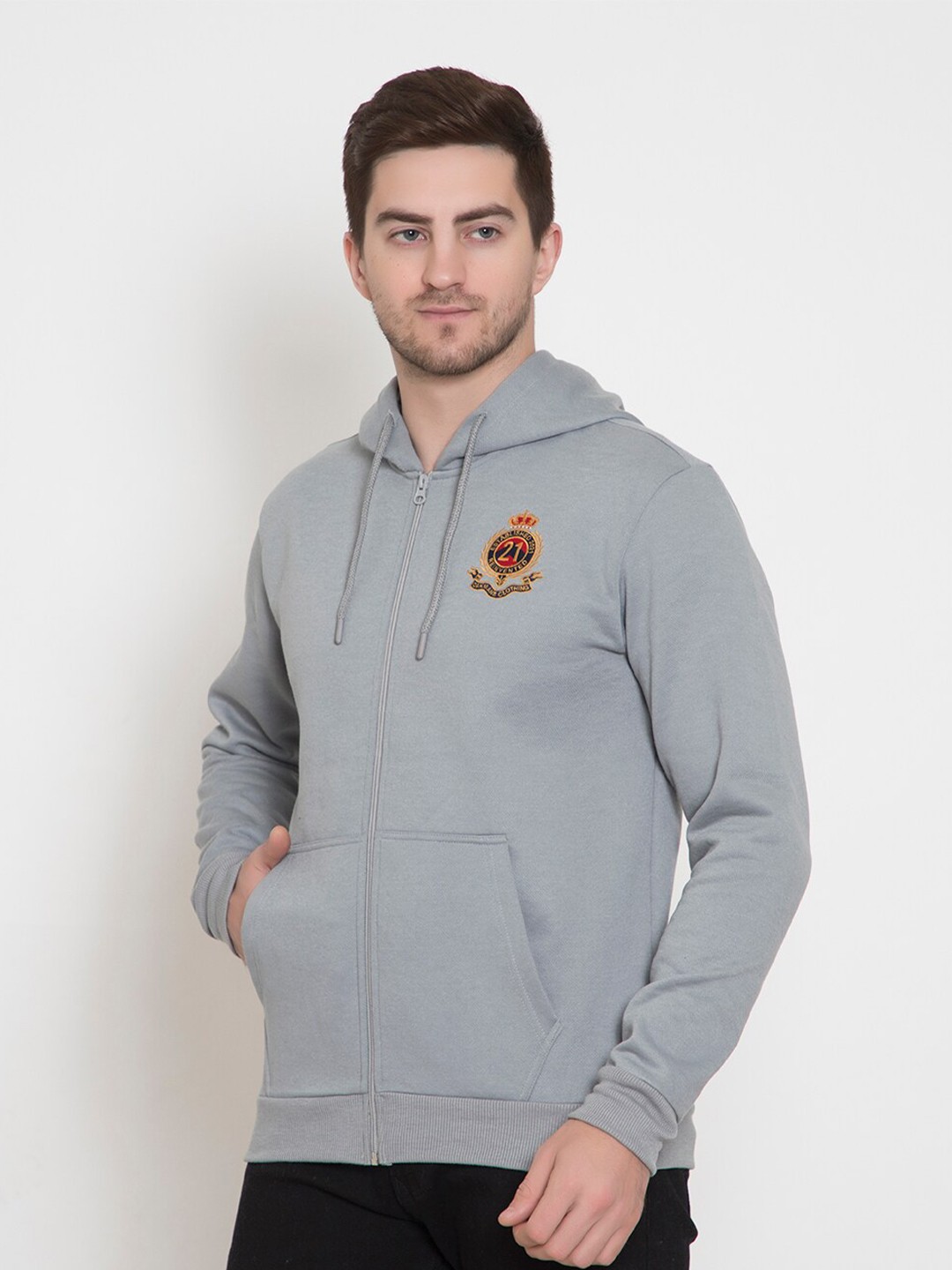 

Oakmans Men Grey Embroidered Sweatshirt