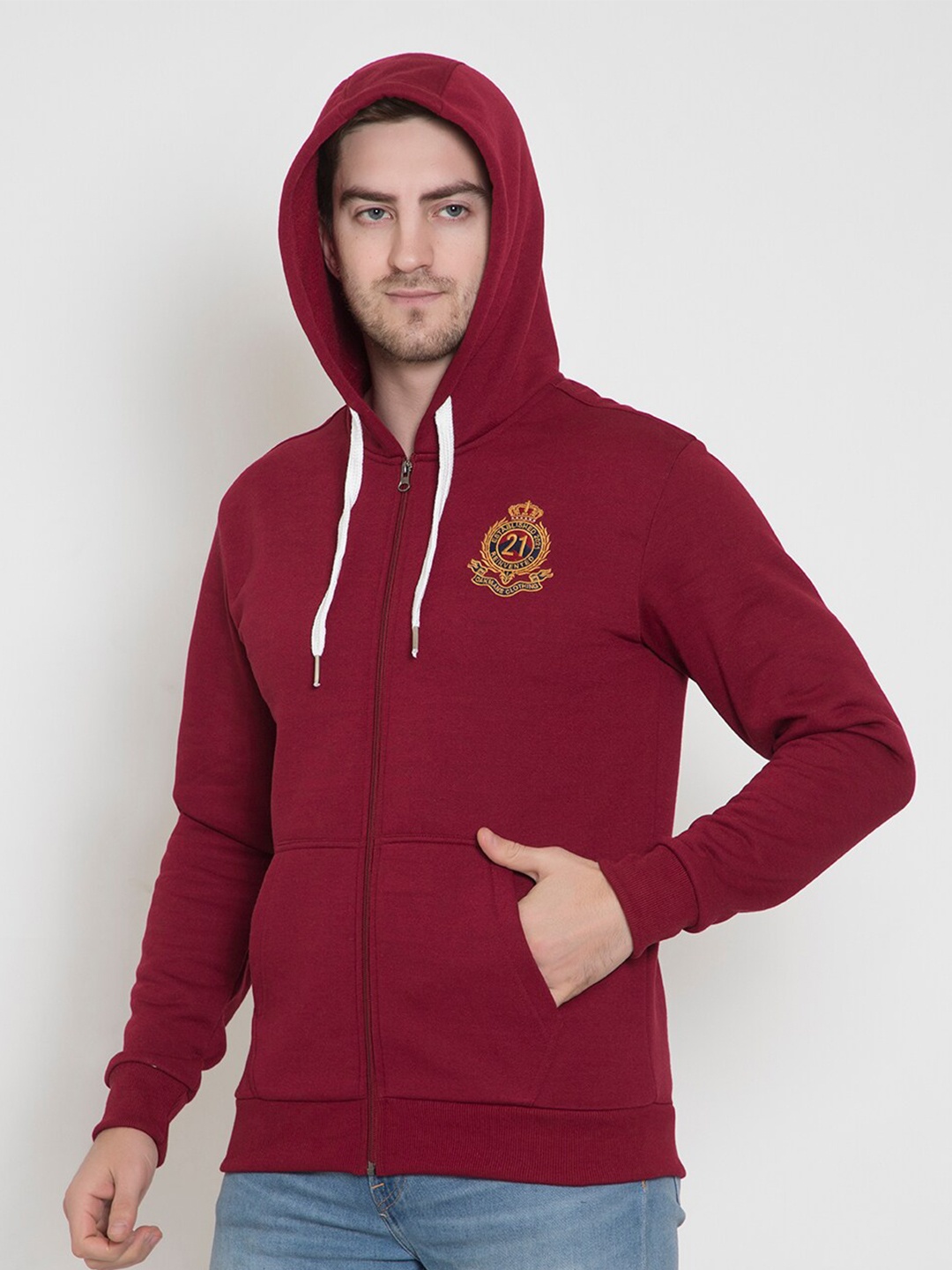 

Oakmans Men Maroon Embroidered Sweatshirt