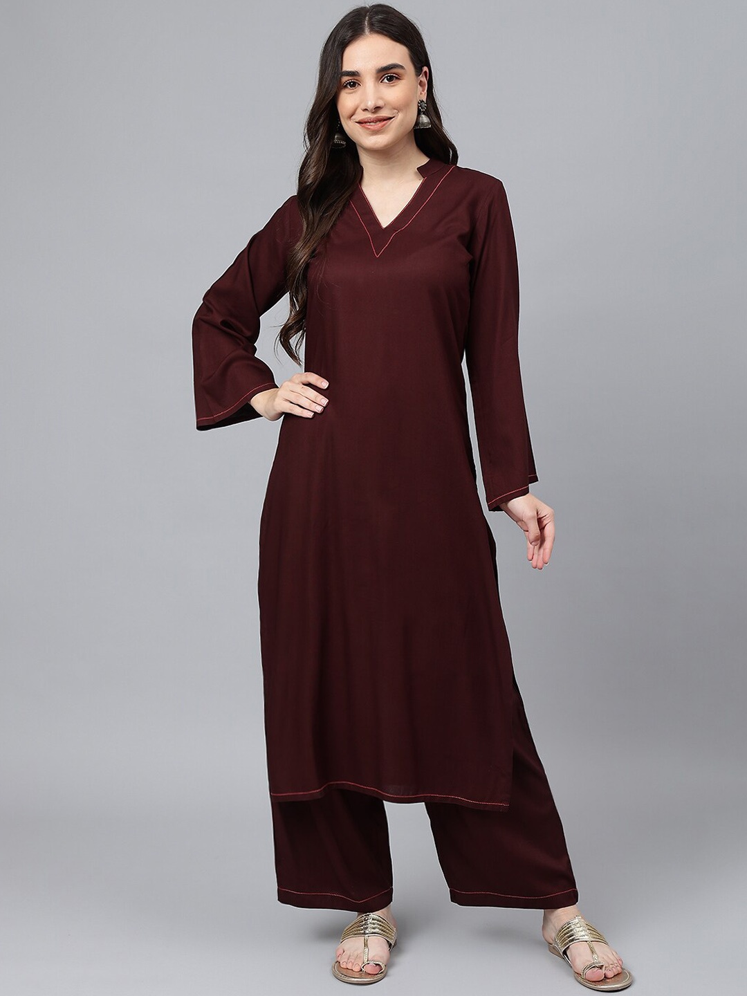 

Idalia Women Coffee Brown Kurta with Palazzos