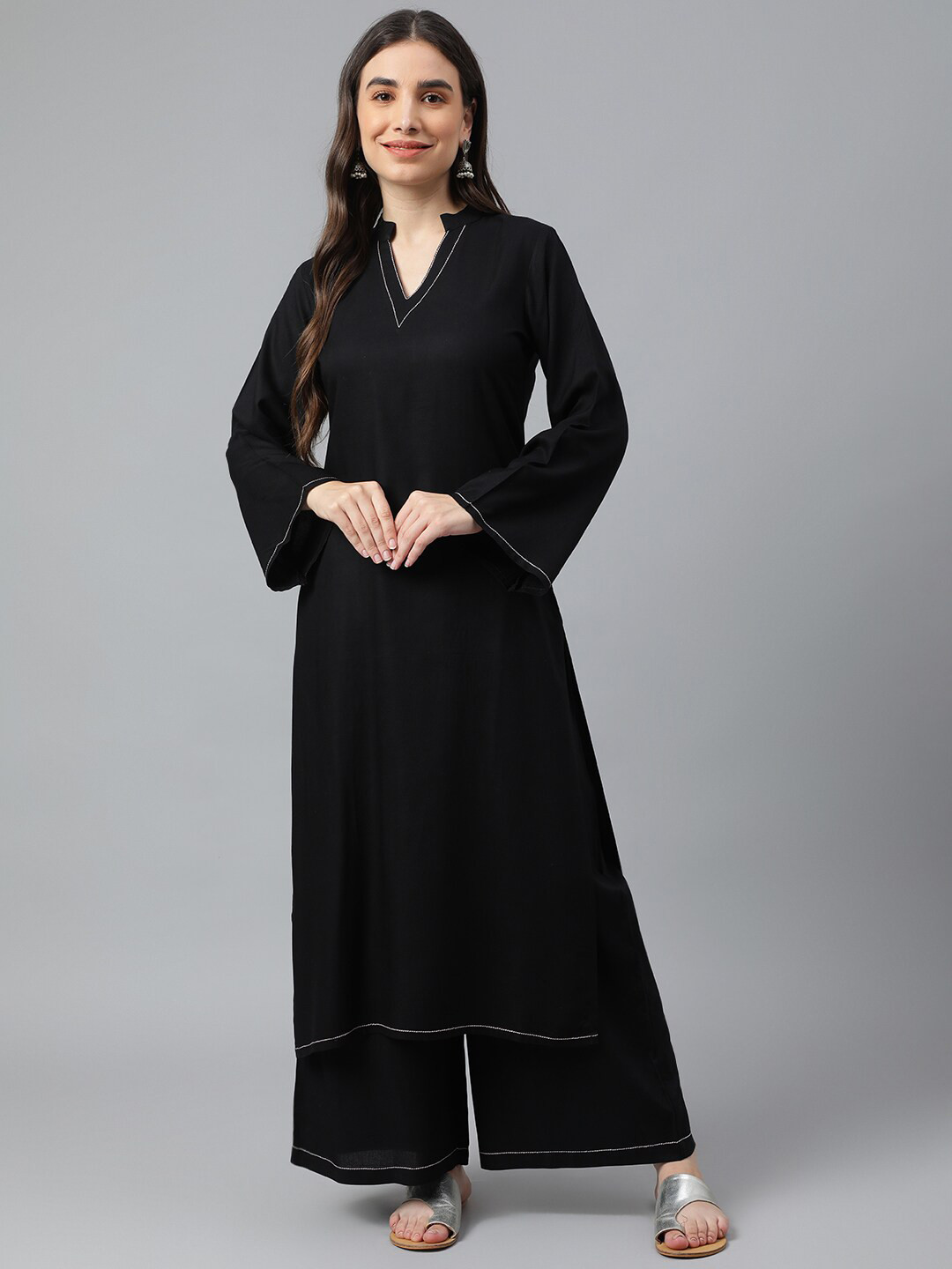 

Idalia Women Black Gotta Patti Kurta with Palazzos