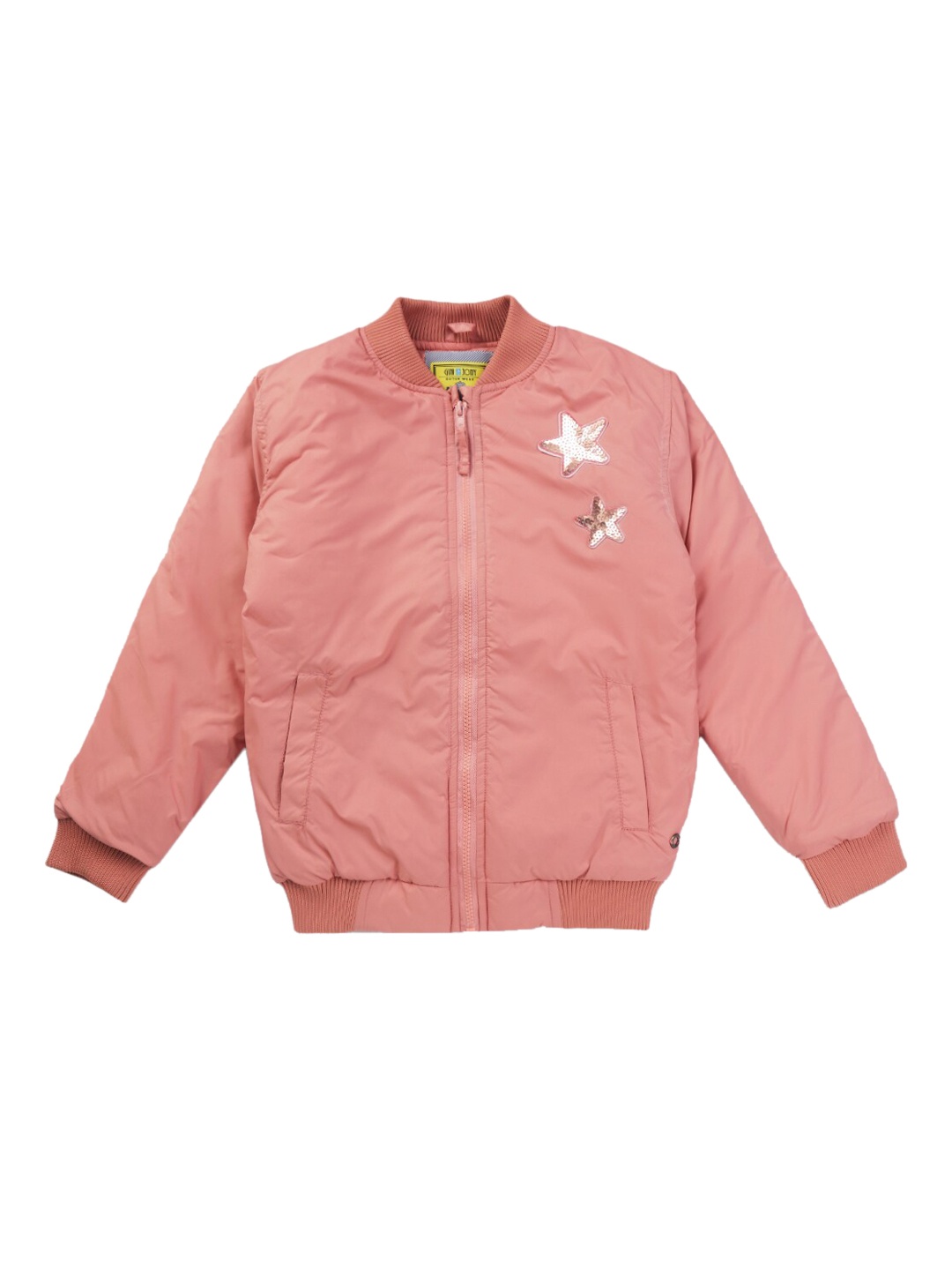 

Gini and Jony Girls Pink Silk Bomber Jacket