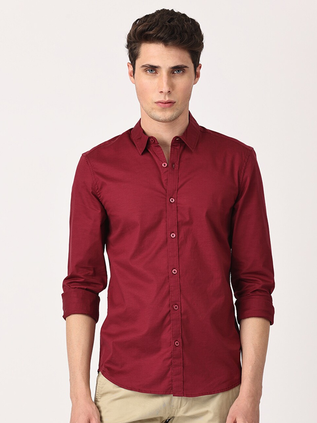 

Crosscreek Men Maroon Comfort Slim Fit Casual Shirt