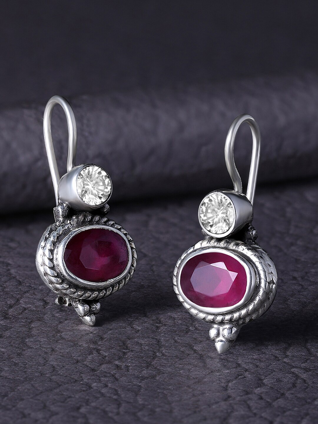 

Silvora by Peora Magenta Contemporary Drop Earrings