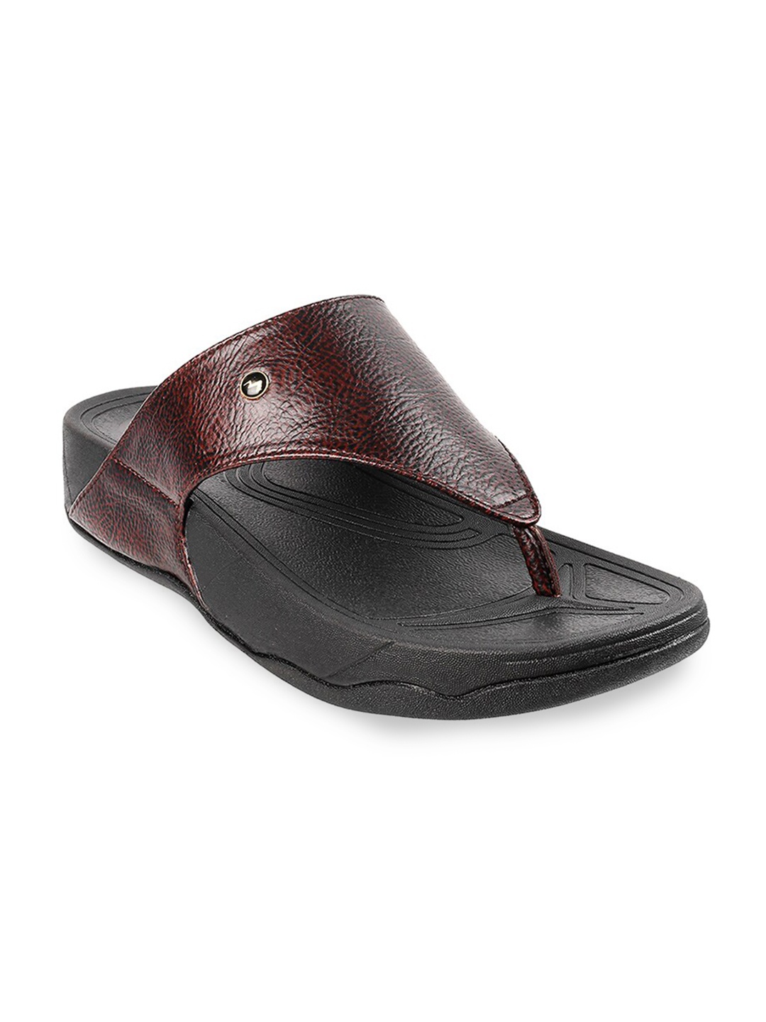 

Metro Men Maroon & Black Leather Comfort Sandals