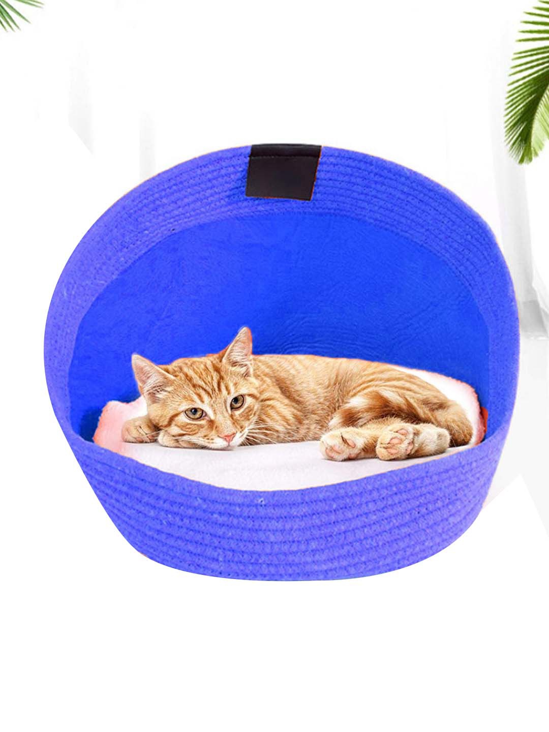 

Lulala Blue & White Solid Cave Comfort House Cat Bed