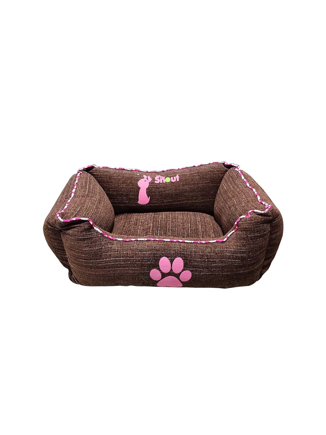 

Lulala Brown & Pink Printed Paw Rectangle Dog Bed