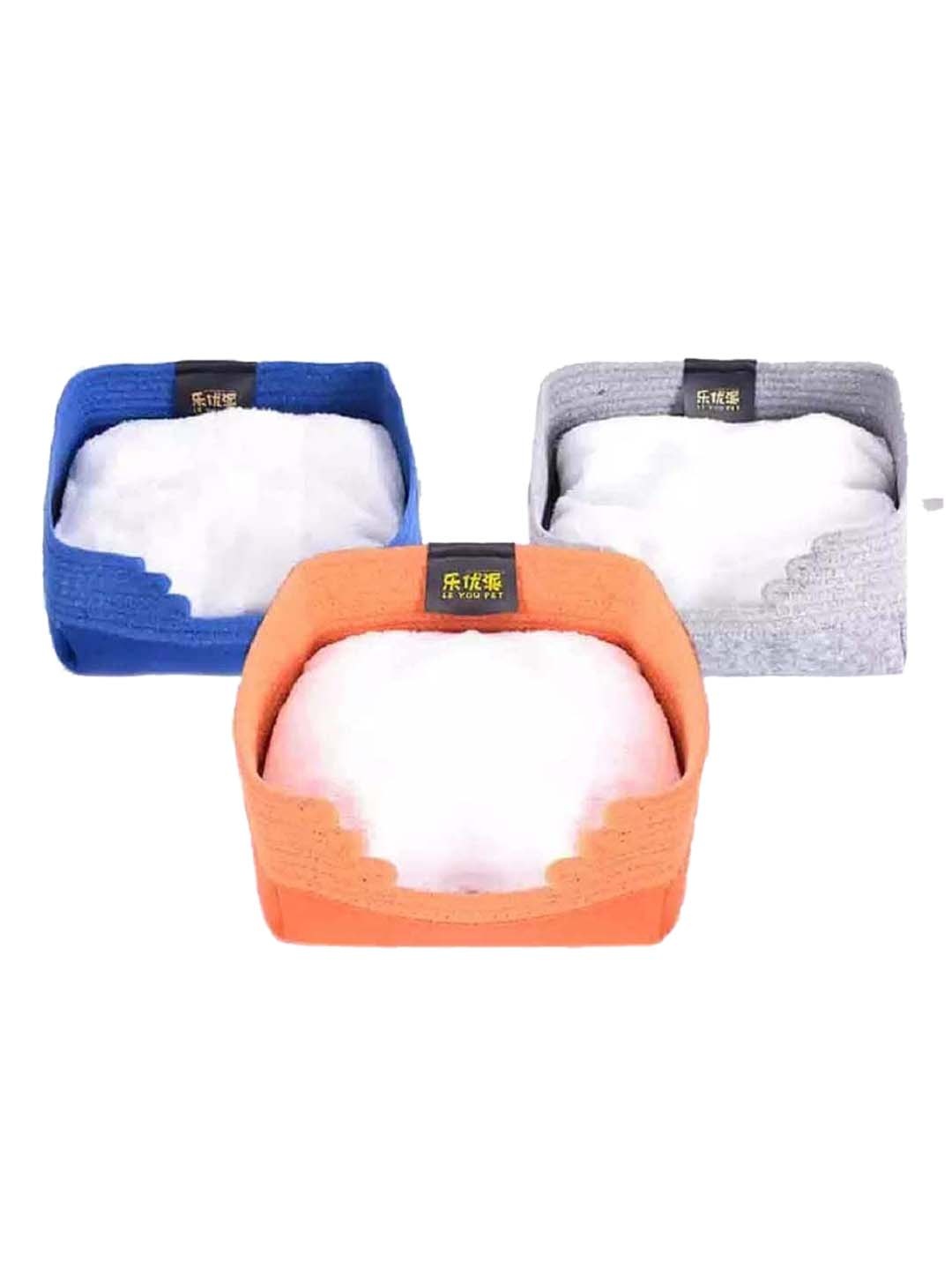 

Lulala Orange Solid Foldable Square Shape Cat Pet Bed