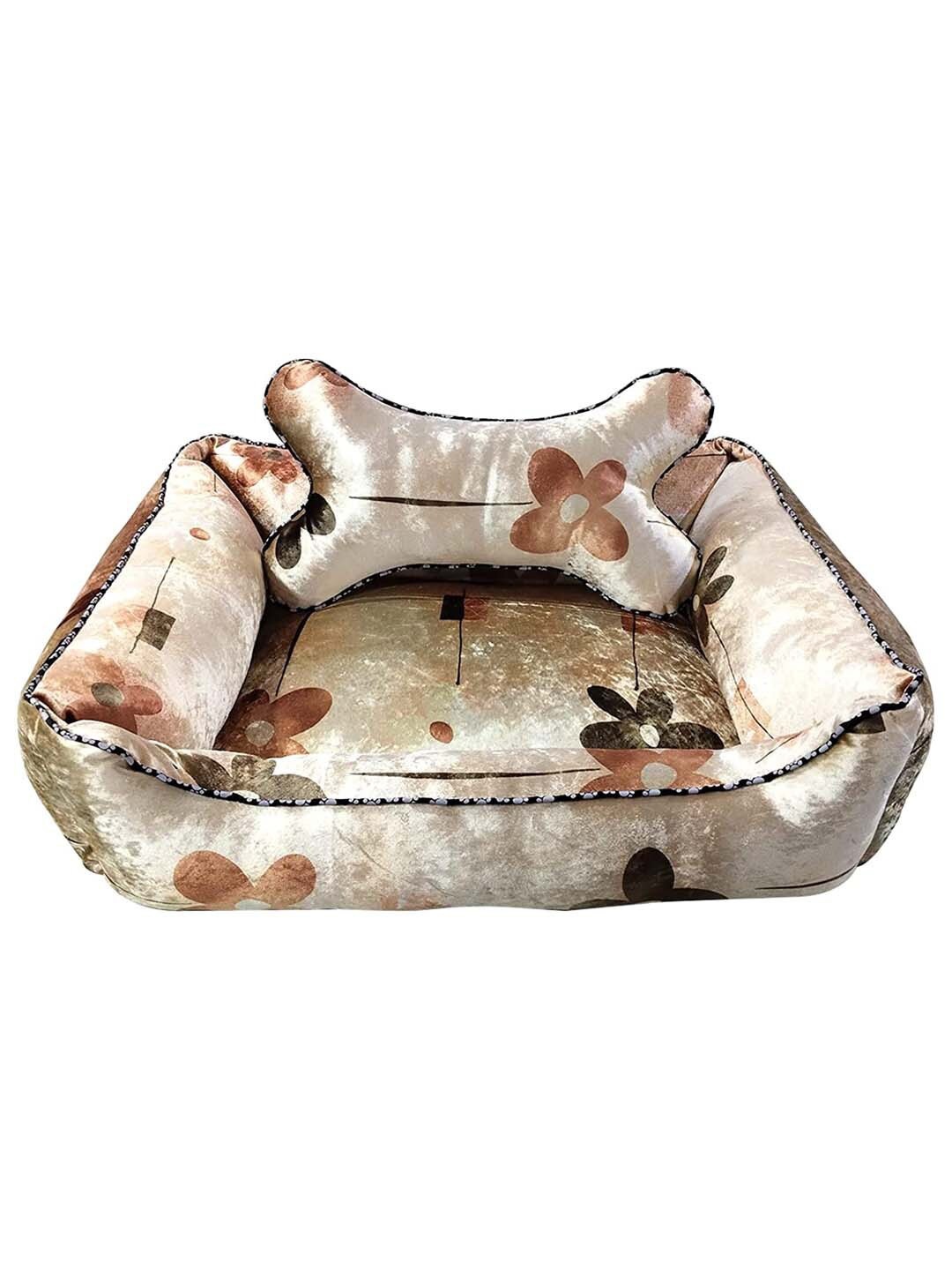 

Lulala Cream Colored Printed Dog Pet Beds With Cushion