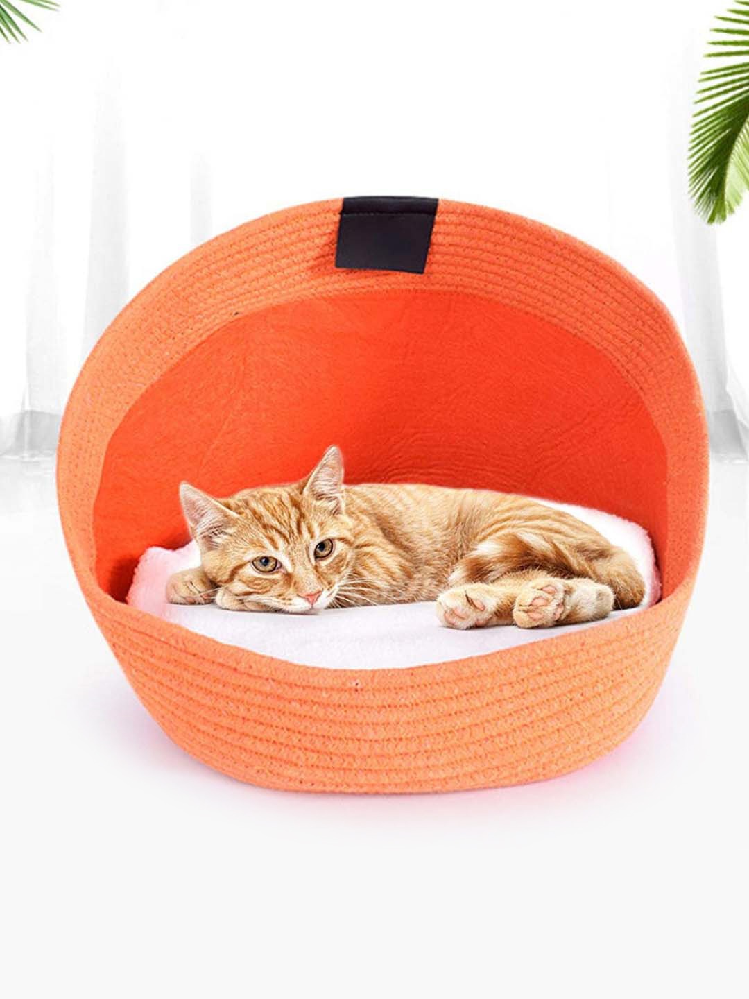 

Lulala Orange Colored Solid Cotton Pet Bed