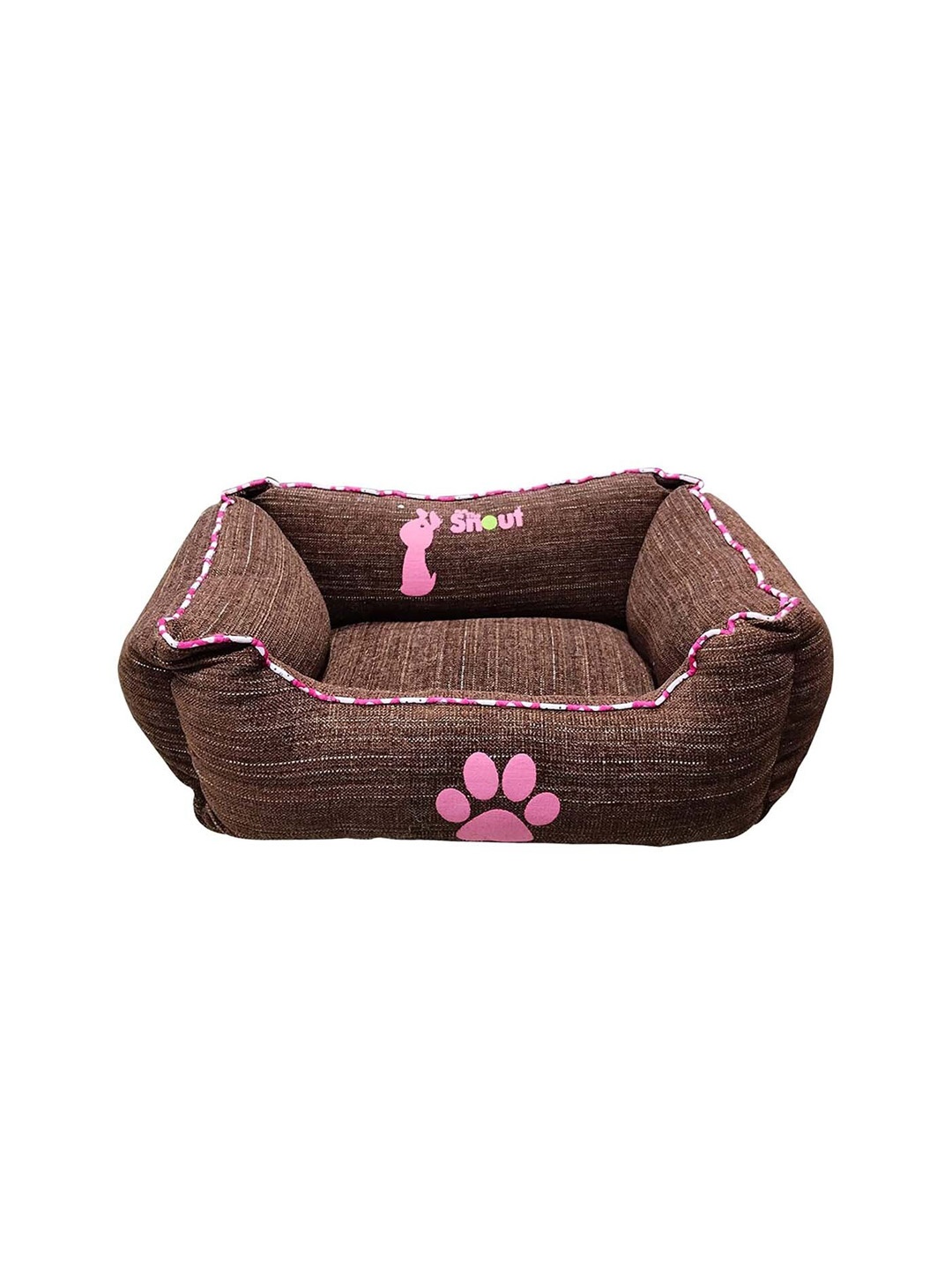 

Lulala Brown & Pink Printed Paw Rectangle Dog Bed