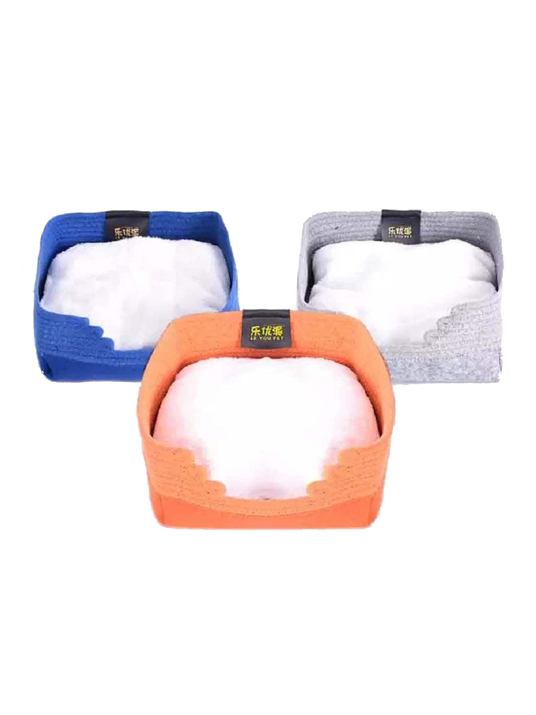 

Lulala Blue Solid Cotton Foldable Square Shape Pet Bed