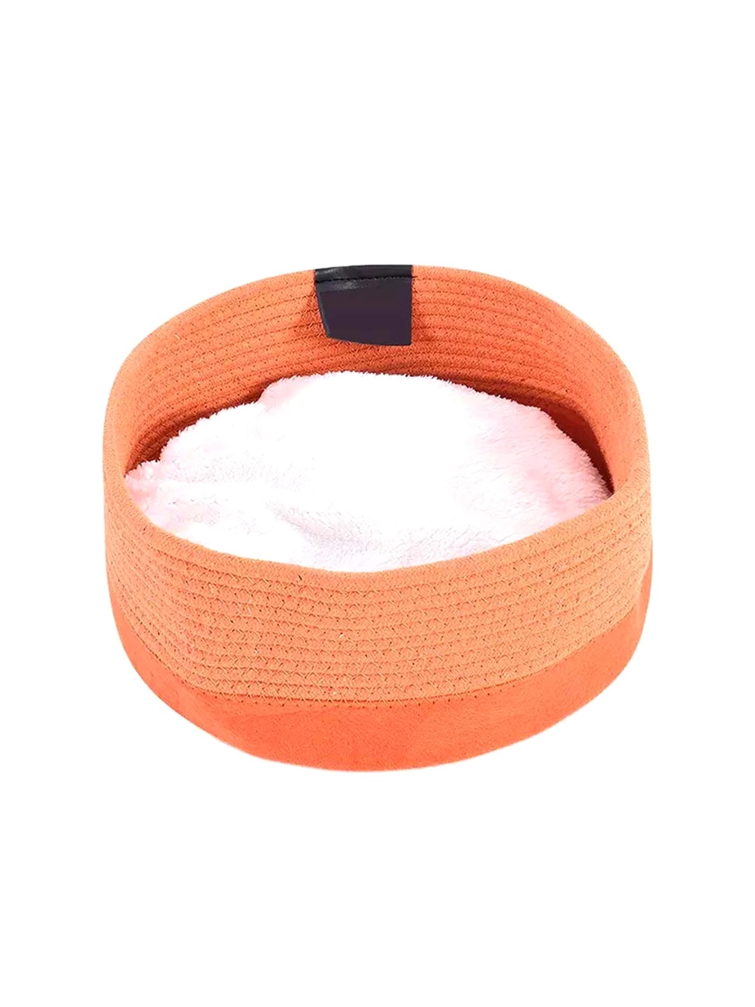 

Lulala Orange-Colored Solid Foldable Round Cotton Cat Bed