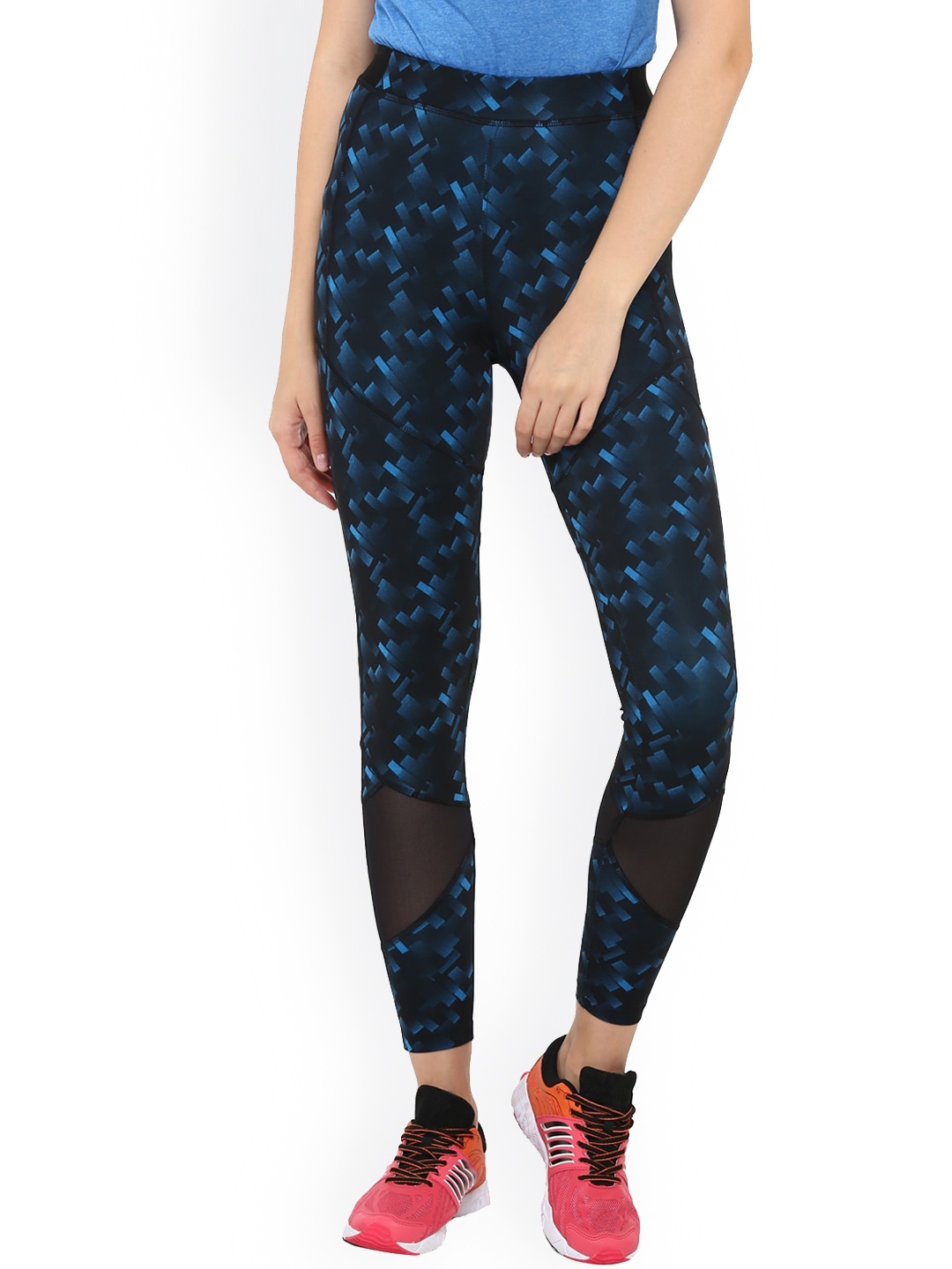 

FURO by Red Chief Women Black & Blue Cotton Printed Tights