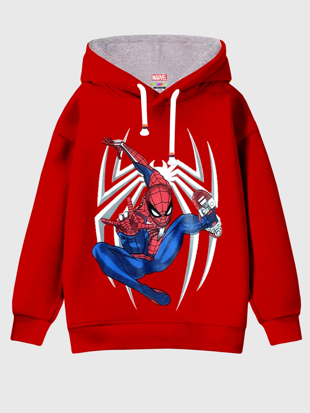 

KUCHIPOO Boys Red Printed Hooded Sweatshirt