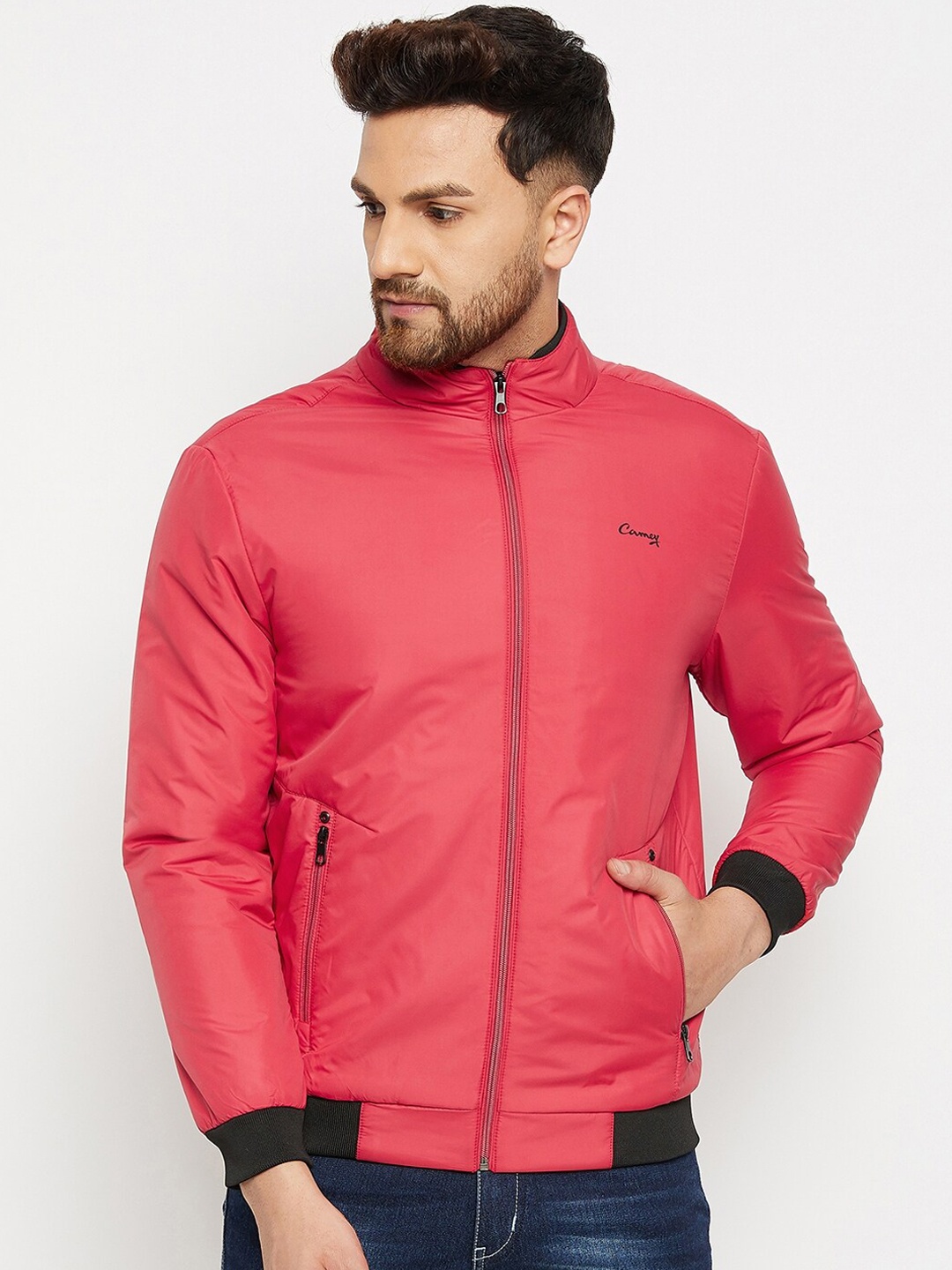 

Camey Men Red Lightweight Bomber Jacket