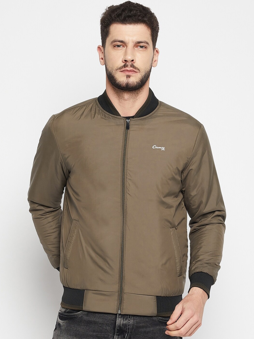 

Camey Men Olive Green Lightweight Bomber Jacket