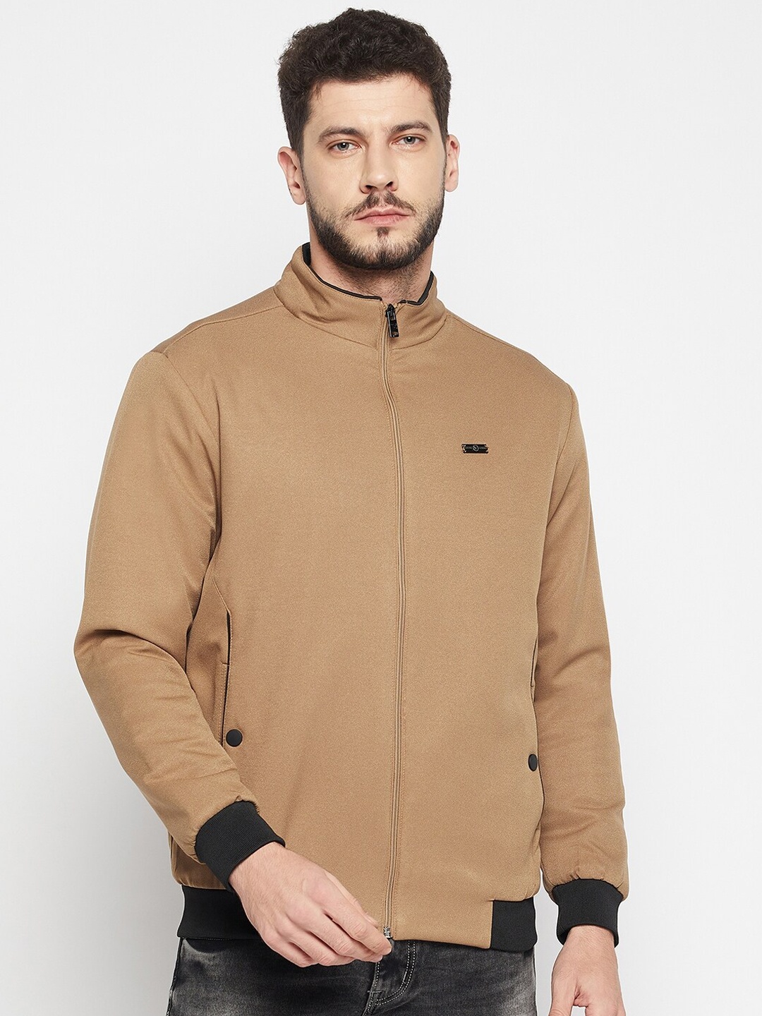 

Camey Men Camel Brown Lightweight Bomber Jacket