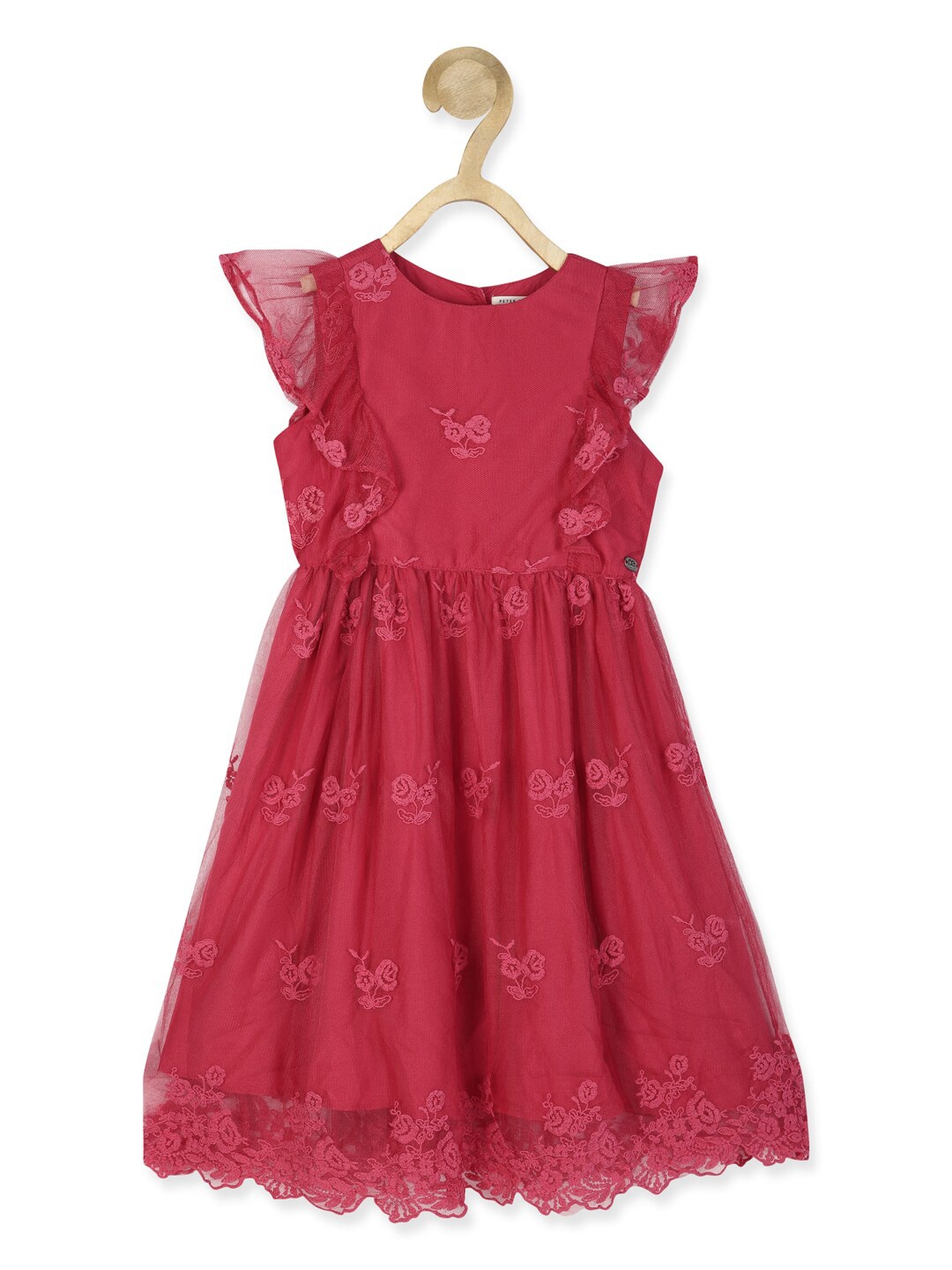 

Peter England Girls Pink Floral Lace Dress