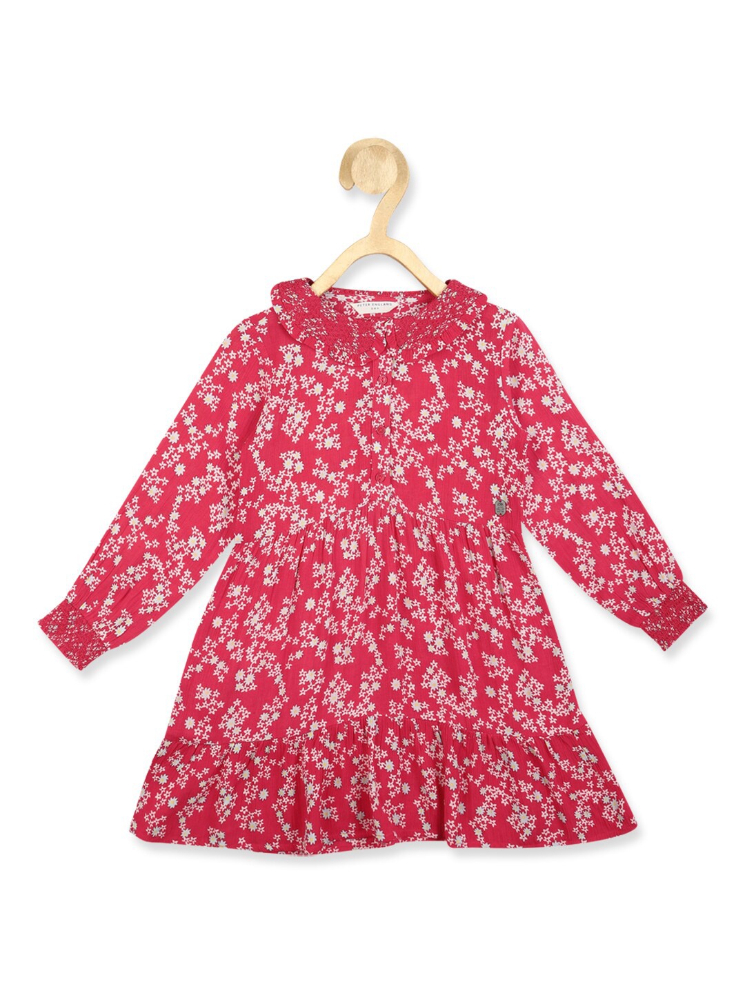 

Peter England Girls Pink & White Floral A-Line Pure Cotton Dress