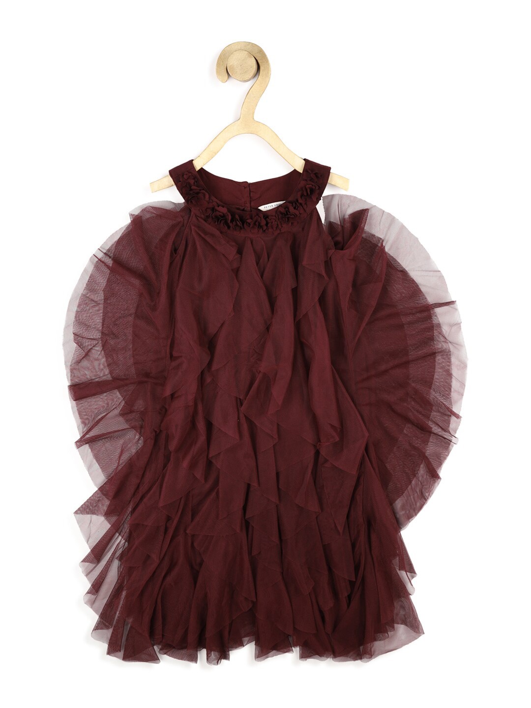 

Peter England Girls Maroon Ruffled A-Line Dress