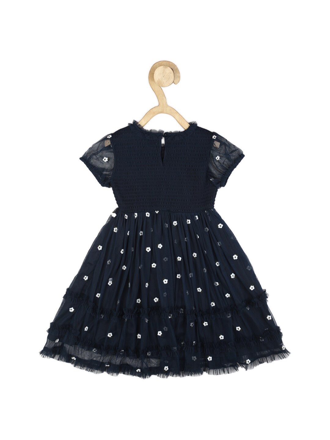 

Peter England Girls Navy Blue & White Floral Embroidered Dress