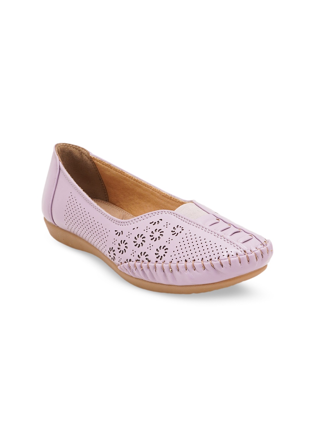 

VEILLE Women Purple Textured Ballerinas with Laser Cut Flats