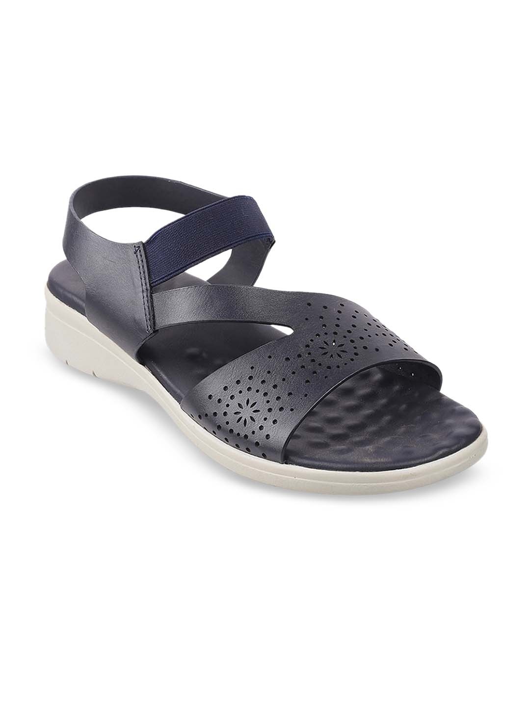 

Metro Navy Blue Wedge Laser Cuts Heels