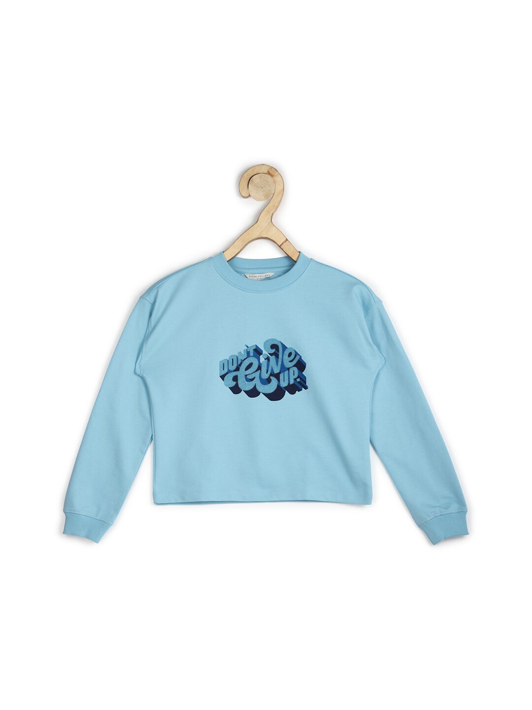 

Peter England Girls Blue Printed Sweatshirt