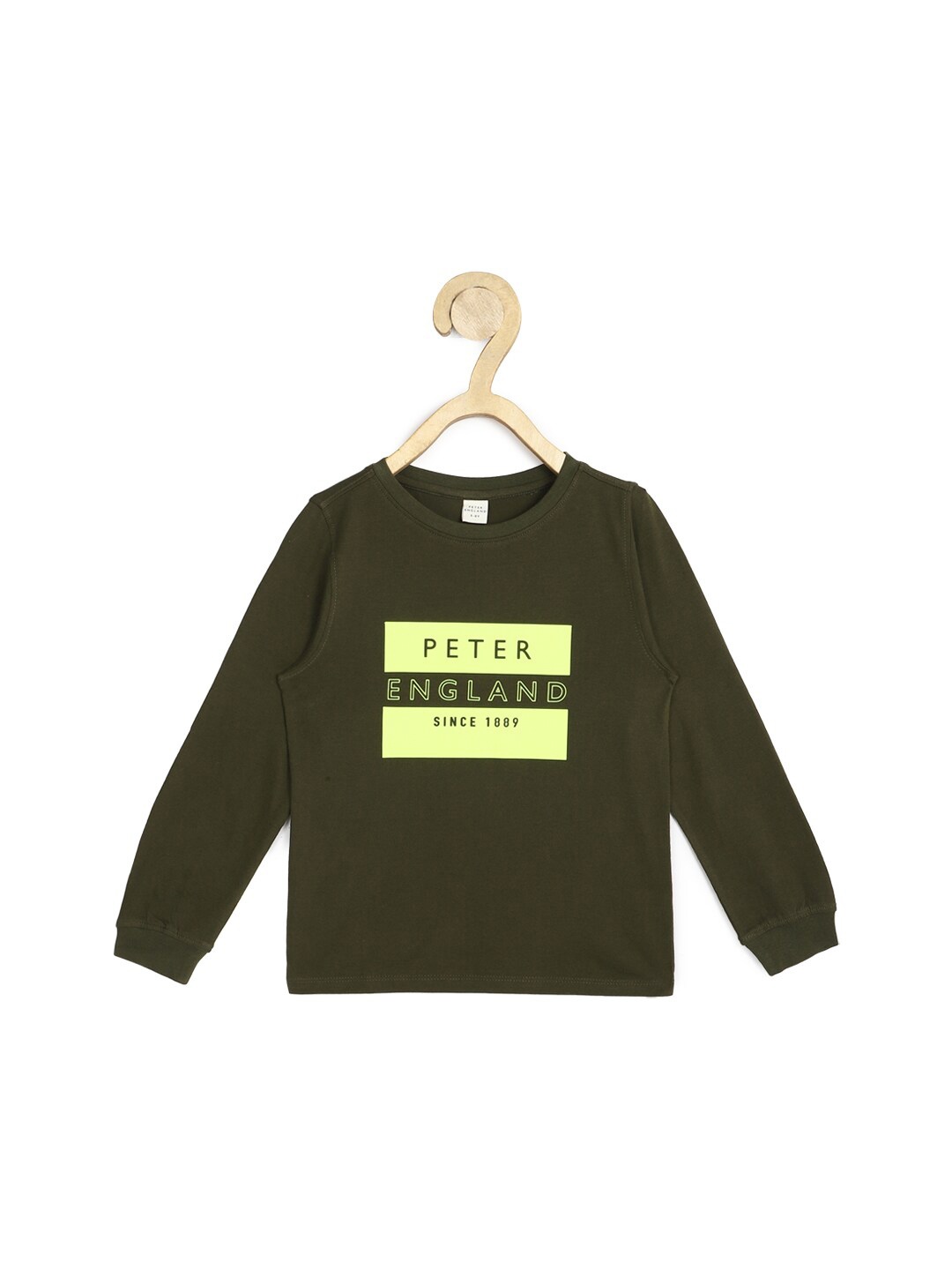 

Peter England Boys Olive Green Printed Pure Cotton Sweatshirt