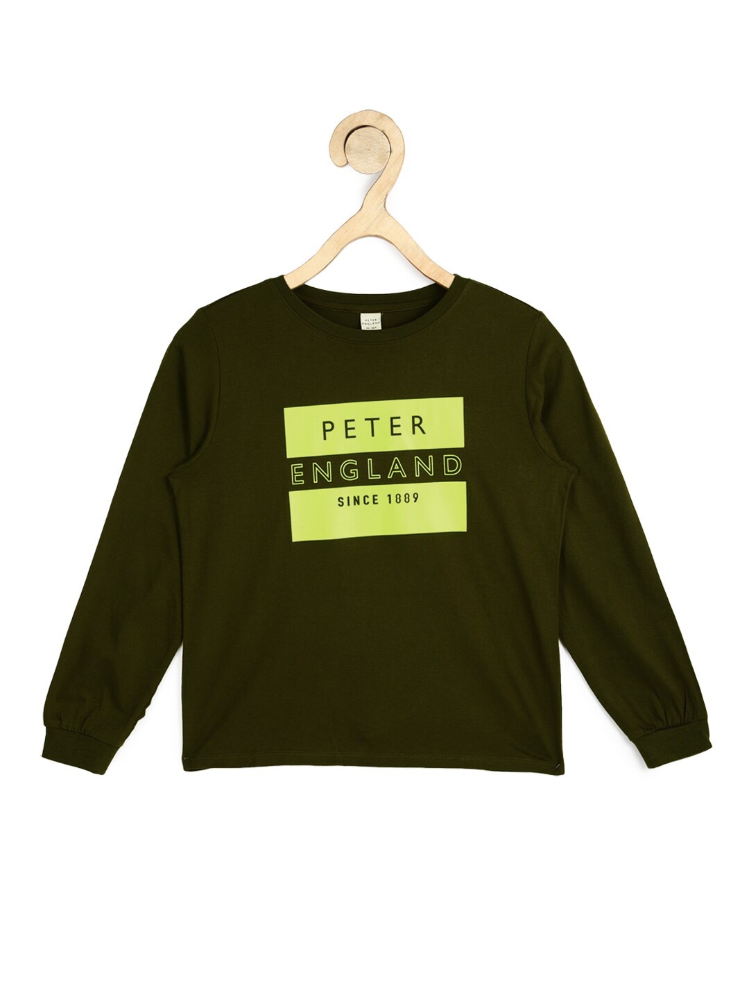 

Peter England Boys Olive Green Printed Pure Cotton Sweatshirt