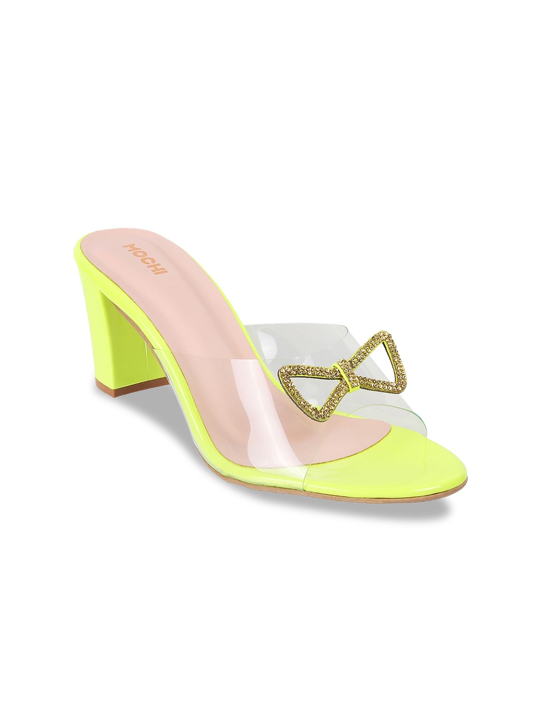 

Mochi Yellow Embellished Block Heels