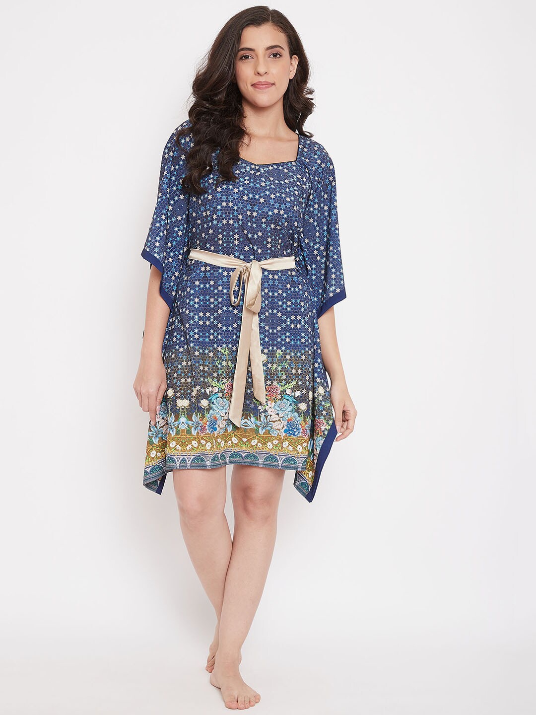 

The Kaftan Company Women Blue Printed Nightdress