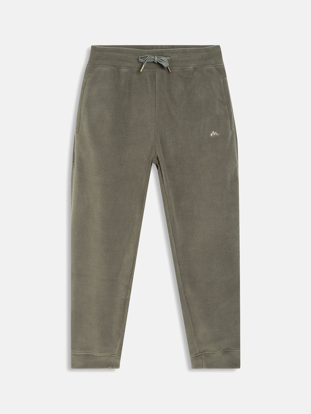 

METTLE Girls Olive Green Solid Fleece Track Pant