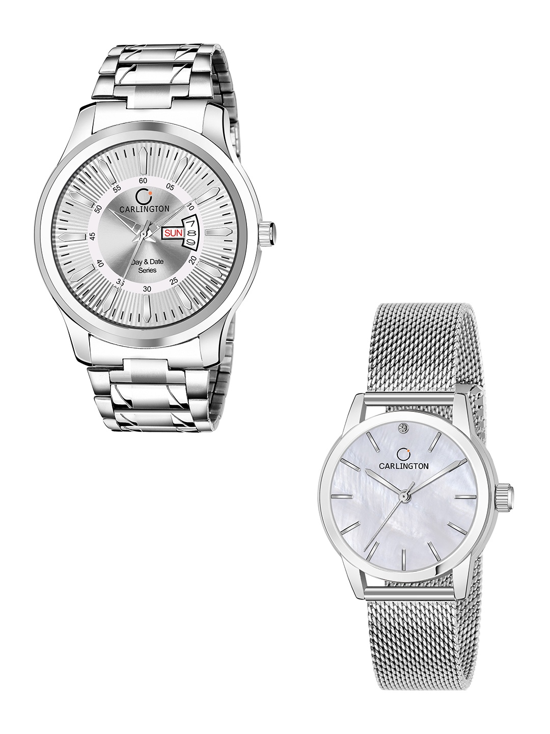 

CARLINGTON Unisex Multicoloured Embellished Dial & Multicoloured Leather Bracelet Style Straps Analogue Watch, Silver