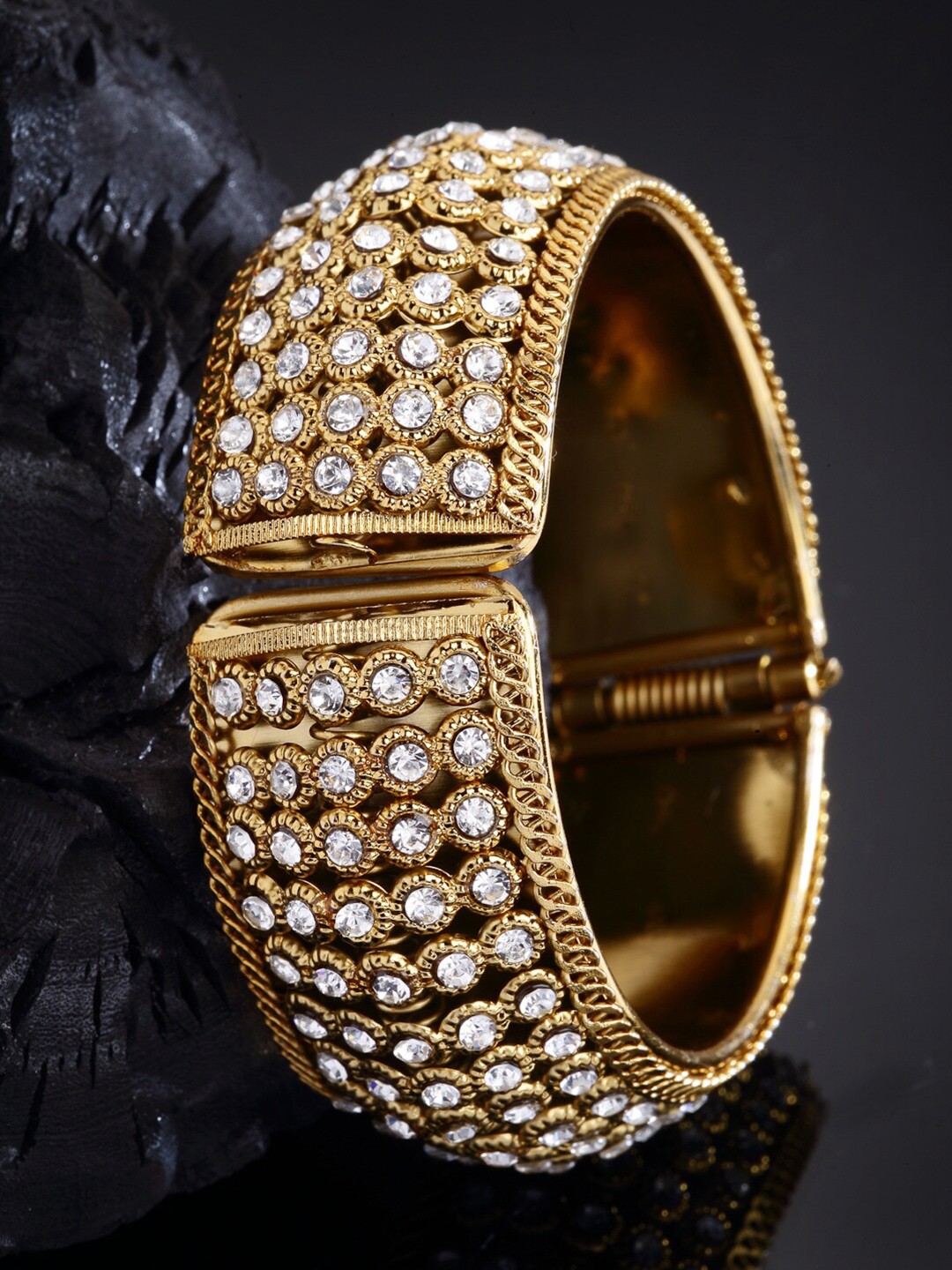 

Dhrohar Women Gold-Plated & White Cuff Bracelet