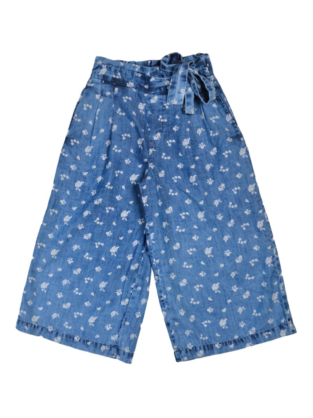 

Gini and Jony Girls Blue Floral Cotton Printed Pleated Culottes Trousers