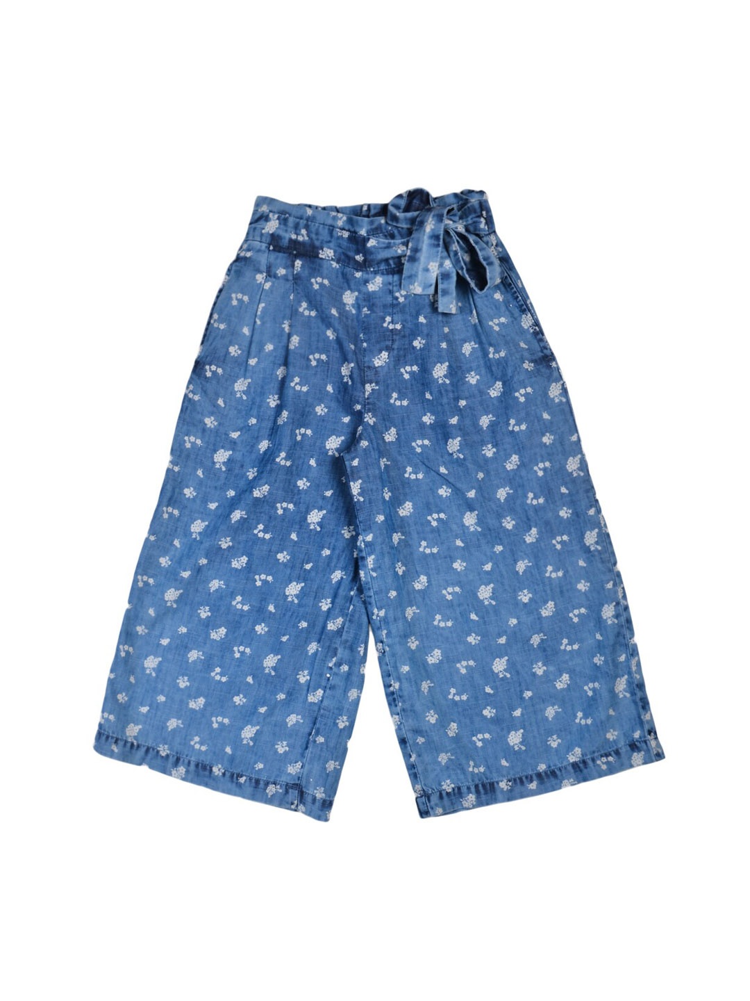 

Gini and Jony Girls Blue Floral Cotton Printed Pleated Culottes Trousers