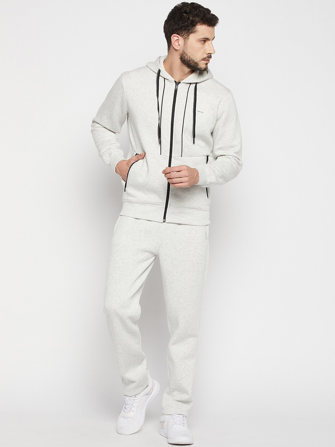 

Okane Men Grey Solid Hooded Tracksuits
